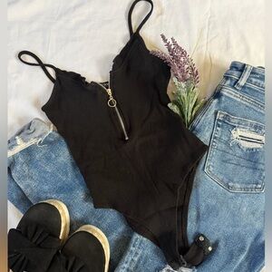 Papermoon Black Bodysuit with Zipper